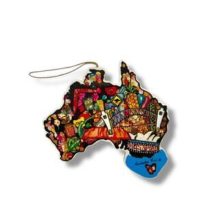 Souvenir Australian Ornament Continent Aboriginal Art Chirstopher Vine 5"